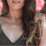 S925 Sterling Silver Choker Sideways Necklace Sunflower Unicorn Pendant Necklace