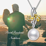 Freshwater Pearl Necklace 925 Sterling Silver White and Gold Eternity Love Infinity Knot Pendant Necklace Jewelry for Women Girlfriend