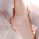 S925 Sterling Silver Bead Anklet for Women Girls Gifts