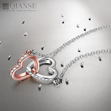 Two Tone 925 Sterling Silver Interlock Heart Pendant Necklace With 18inch Chain