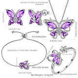 Butterfly Jewelry Women 925 Sterling Silver Butterflies Necklace/Earrings/Rings/Bracelet Wedding Gift