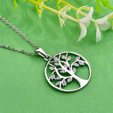 Tree Necklace 925 Sterling Silver Tree of Life Pendant Gemstone White Gold Plated Jewelry
