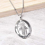 Sterling Silver Saint Jude Medal Oval Pendant Necklace