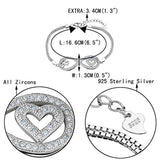 925 Sterling Silver CZ Romantic Big Figure 8 Infinity Love Heart Bracelet