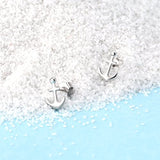 Anchor Earrings Sterling Silver Small Minimalist Hypoallergenic Nautical Stud Earrings for Women Birthday Gift