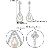 925 Sterling Silver CZ Freshwater Cultured Pearl Floral Chandelier Dangle Earrings Clear