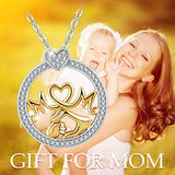 Mom holds my hand in a circle Necklaces for Women Sterling Silver Hand In Hand Heart Pendant Necklace For Mom Grandma Mother Wife