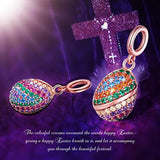Easter Egg Dangles Charm, 925 Sterling Silver Colorful Happy Easter Faberge Egg  Dangle Charm  for Women