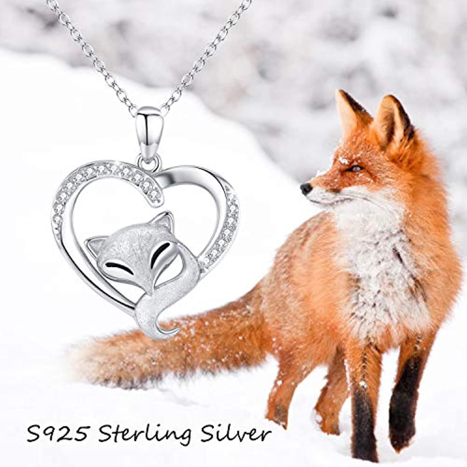 Buy Sterling Silver Fox Necklace for Women with Circle Crystals from  Swarovski, Jewellery Birthday Anniversary Gifts for Wife Girlfriend Online  at desertcartINDIA