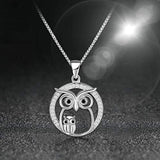 Owl Jewelry – Silver Owl Necklace Pedant, Large Owl necklace pendant, Made by 925 sterling silver and  Cubic Zirconia