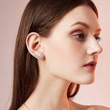 Leaf Crawlers Earrings  925 Sterling Silver Ear Crawler  Earrings with Crystals