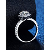 S925 Sterling Silver Halo  Moissanite Engagement Ring For Women