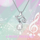 Sterling Silver Music Note Necklace Single Pearl Necklace For Women Graduation Gifts For Conservatory Students