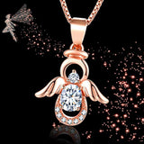 925 Sterling Silver Lovely Gold Angel Pendant With Twinkling CZ Birthday Gift For Women Girls