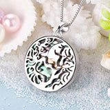 925 Sterling Silver Yin Yang Necklace Abalone Tree of Life Necklaces Pendant
