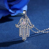 Sterling Silver CZ Evil Eye Pendant Hamsa Necklaces for Women