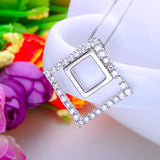 925 Sterling Silver Cubic Zirconia Fashion Rhombus Pendant Necklace Clear