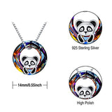 925 Sterling Silver Panda Pendant Necklace with Crystal, Cute Animal Necklace for Animal Lovers, Panda Jewelry Gifts for Women Girls