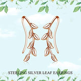 Ear Climber Crawler Sterling Silver Leaf Earrings for Women Girls