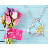 Mother's Day  Mother &Child/Baby Necklaces Yellow Gold Plated Sterling Silver CZ Jewelry Gift for Women