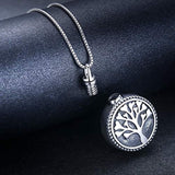 925 Sterling Silver Urn Necklace for Ashes-Round Cremation Keepsake Pendant Tree of Life Ashes Necklace Jewelry Gifts