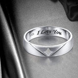 925 Sterling Silver Star Themed Jewelry I Love You Band Ring for Men Boys Birthday