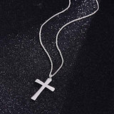 Sterling Silver Classic Cross Pendant Necklace Simple Jewelry for Men Women