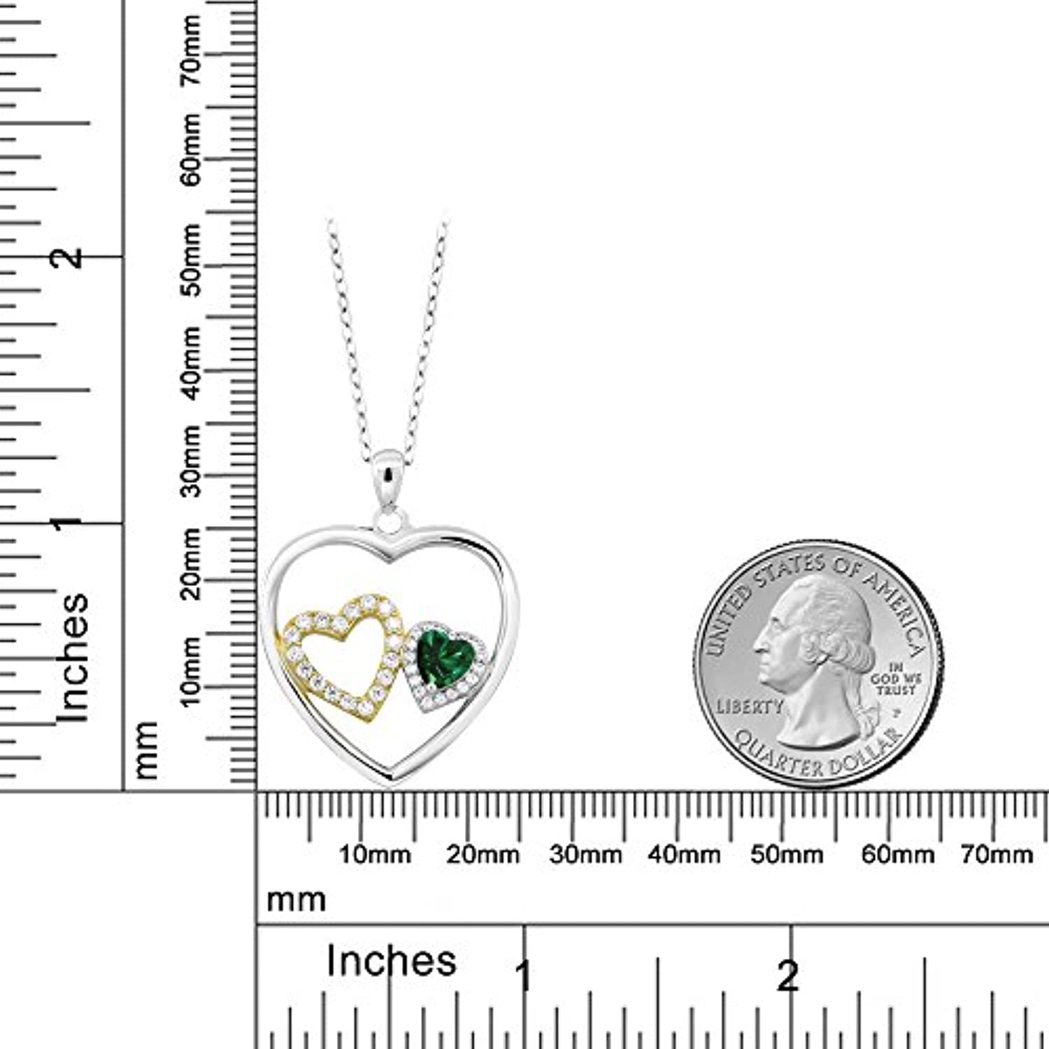 1.52 Ct Heart Shape Green Simulated Emerald  cubic zirconia 925 Sterling Silver Pendant