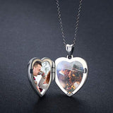 Locket Necklace That Holds Pictures Sun Flower 925 Sterling Silver Photo Heart Lockets Necklace for Women.