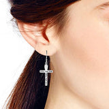 Elegant Faith-Hope-Love Cross 925 Sterling Silver Dangle Drop Earrings