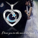 Heart Necklace for Women 925 Sterling Silver Cubic Zirconia Moon Star Pendants for Girlfriend Wife Mother Sister Necklaces Jewelry for Valentine's Day