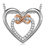 Silver Double Heart Infinity Necklace Pendants
