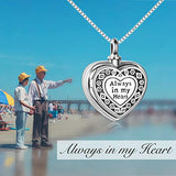 Sterling Silver Always in My Heart Urn Necklace for Ashes Heart Locket That Holds Pictures for Women Ashes Necklace Keepsake Memorial Ash Jewelry