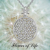 925 Sterling Silver Flower of Life Necklace Celtic knot Pendant Necklace for Women Girls, Christmas Friendship Gifts - 18'' Chain