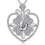 Silver White Gold Plated Cubic Zirconia Heart Necklaces 
