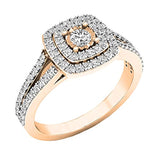 0.60 Carat (ctw) Round White Diamond Ladies Split Shank Engagement Halo Bridal Ring, 14K Gold