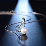 Freshwater Pearl Twist Pendant Necklace Jewelry 925 Sterling Silver Gift for Women