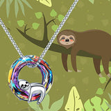 Sloth Crystal Pendant Necklace 925 Sterling Silver  Animal Pendant Necklace for Teen Girls Jewelry