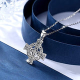 Cross Necklace for Women , 925 Sterling Silver Tiny Celtic Knot Cross Infinity Pendant Necklace Simple Cross Necklaces for Women