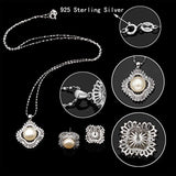 925 Sterling Silver 8MM AAA Freshwater Cultured Pearl CZ Elegant Necklace Earrings Set Clear