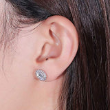 14K Gold  Oval Moissanite Halo Stud Earring for Women