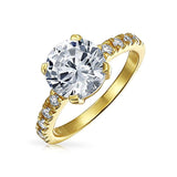 4CT Round Brilliant Solitaire CZ Cubic Zirconia Engagement Ring Thin Pave Band Sterling Silver