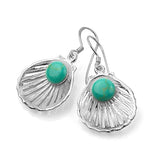 925 Sterling Silver Seashell Sea Shell w/Pearl Design Beach Jewelry Dangle Earrings