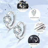 925 Sterling Silver Round Cut Cubic Zirconia Hoop Earrings Gift for Women