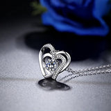 S925 Sterling Silver Two Heart Shaped Necklace Pendant Jewelry for Women