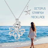 Sterling Silver Created Opal Ocean Jewelry Sea Octopus Necklace for Women