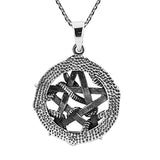 Entwined Snake Star Pentagram 925 Sterling Silver Pendant Necklace