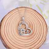 Mother Daughter Necklace - 925 Sterling Silver Owl Always in My Heart Pendant Necklace for Women Gift
