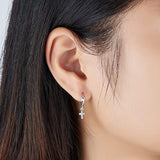 925 Sterling Silver Cross Dangle Earrings for Girls with Cirle Ear Studs