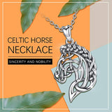 Celtic Horse Head Necklace Women Sterling Silver Pendant Jewelry Christmas Gifts for Equestrienne and Horse Lovers
